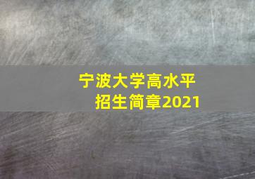 宁波大学高水平招生简章2021