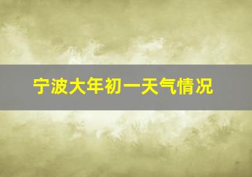 宁波大年初一天气情况