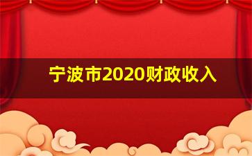 宁波市2020财政收入