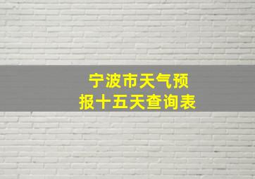 宁波市天气预报十五天查询表