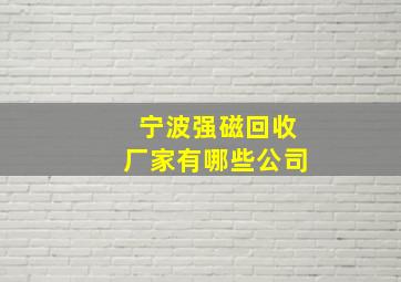 宁波强磁回收厂家有哪些公司