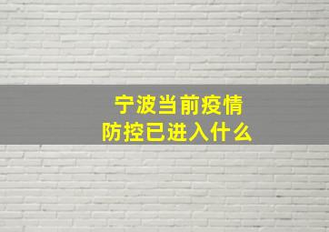 宁波当前疫情防控已进入什么