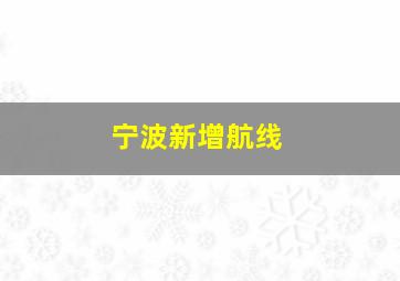 宁波新增航线