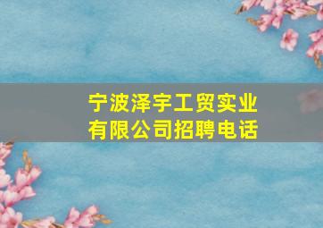 宁波泽宇工贸实业有限公司招聘电话