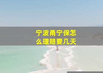 宁波甬宁保怎么理赔要几天