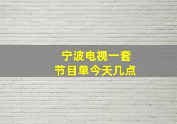 宁波电视一套节目单今天几点