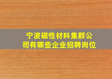 宁波磁性材料集群公司有哪些企业招聘岗位