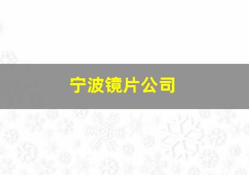 宁波镜片公司