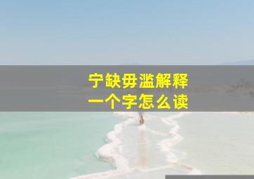 宁缺毋滥解释一个字怎么读