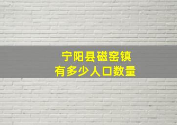 宁阳县磁窑镇有多少人口数量