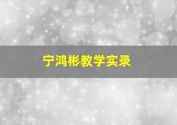 宁鸿彬教学实录