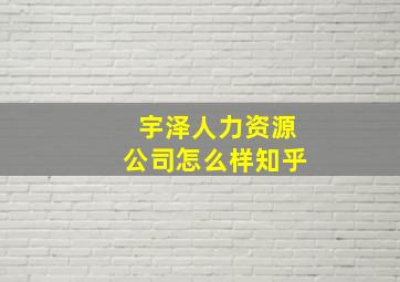 宇泽人力资源公司怎么样知乎