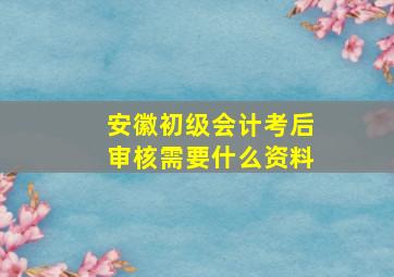 安徽初级会计考后审核需要什么资料