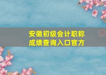 安徽初级会计职称成绩查询入口官方