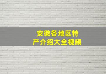 安徽各地区特产介绍大全视频