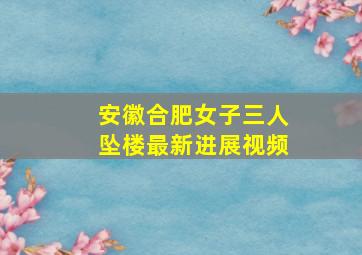 安徽合肥女子三人坠楼最新进展视频