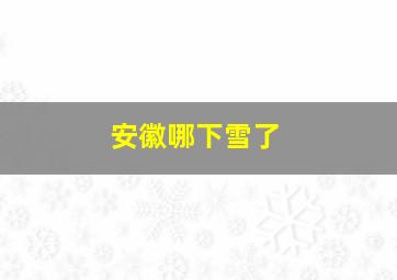 安徽哪下雪了