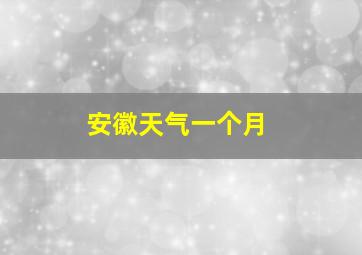 安徽天气一个月