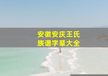 安徽安庆王氏族谱字辈大全