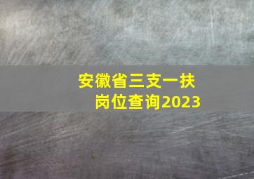 安徽省三支一扶岗位查询2023