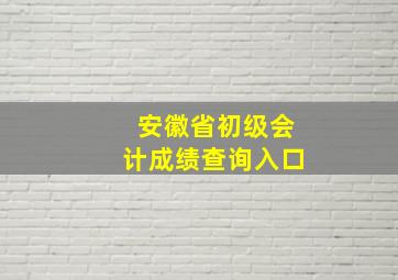 安徽省初级会计成绩查询入口