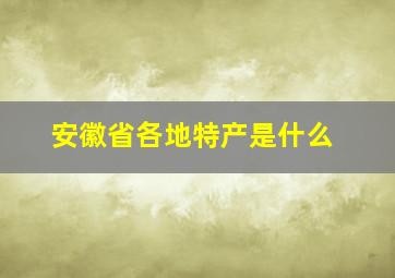 安徽省各地特产是什么