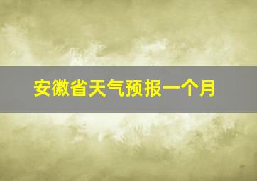 安徽省天气预报一个月