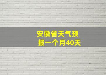 安徽省天气预报一个月40天