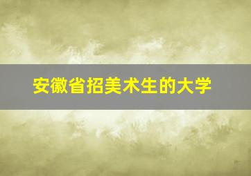 安徽省招美术生的大学