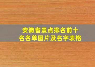 安徽省景点排名前十名名单图片及名字表格