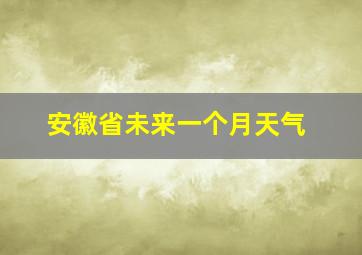 安徽省未来一个月天气