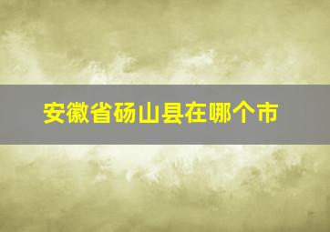 安徽省砀山县在哪个市