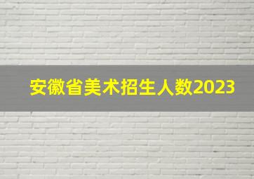 安徽省美术招生人数2023