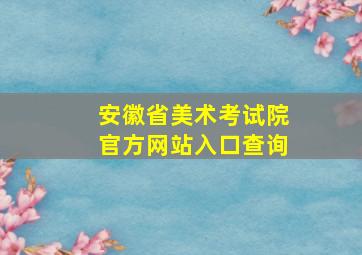 安徽省美术考试院官方网站入口查询