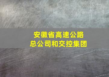 安徽省高速公路总公司和交控集团