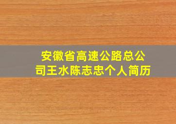 安徽省高速公路总公司王水陈志忠个人简历