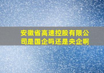 安徽省高速控股有限公司是国企吗还是央企啊