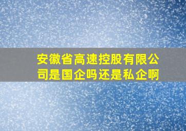 安徽省高速控股有限公司是国企吗还是私企啊