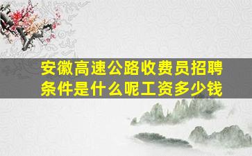 安徽高速公路收费员招聘条件是什么呢工资多少钱