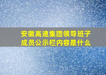 安徽高速集团领导班子成员公示栏内容是什么