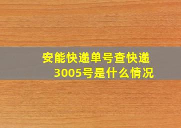 安能快递单号查快递3005号是什么情况