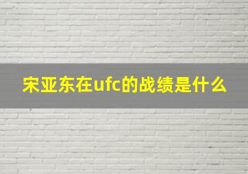 宋亚东在ufc的战绩是什么