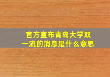 官方宣布青岛大学双一流的消息是什么意思