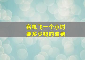 客机飞一个小时要多少钱的油费