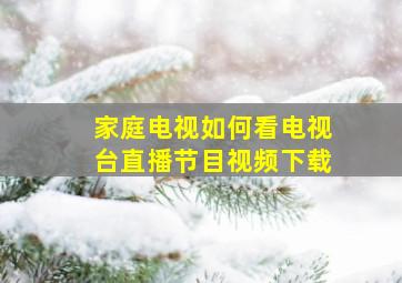 家庭电视如何看电视台直播节目视频下载