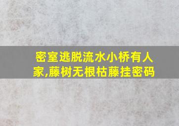 密室逃脱流水小桥有人家,藤树无根枯藤挂密码