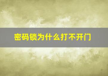 密码锁为什么打不开门