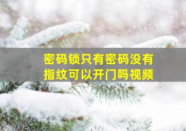 密码锁只有密码没有指纹可以开门吗视频