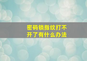 密码锁指纹打不开了有什么办法