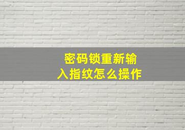 密码锁重新输入指纹怎么操作